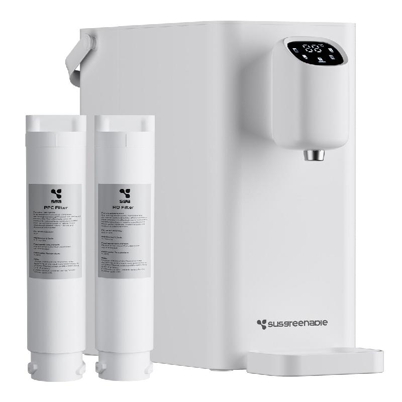 SUSGREENABLE Filtre à eau, Système d’osmose inverse UV, Rapport 3:1 eau pure/eaux usées, Purificateur d’eau 45°C – 100°C - blanc SGIWDR04-W_0