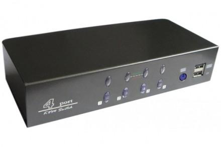 Switch KVM - 4 ports VGA USB - Commutation bouton + Hotkey - Résolution 1920x1440 60Hz - Compatible Windows/Mac/Linux_0