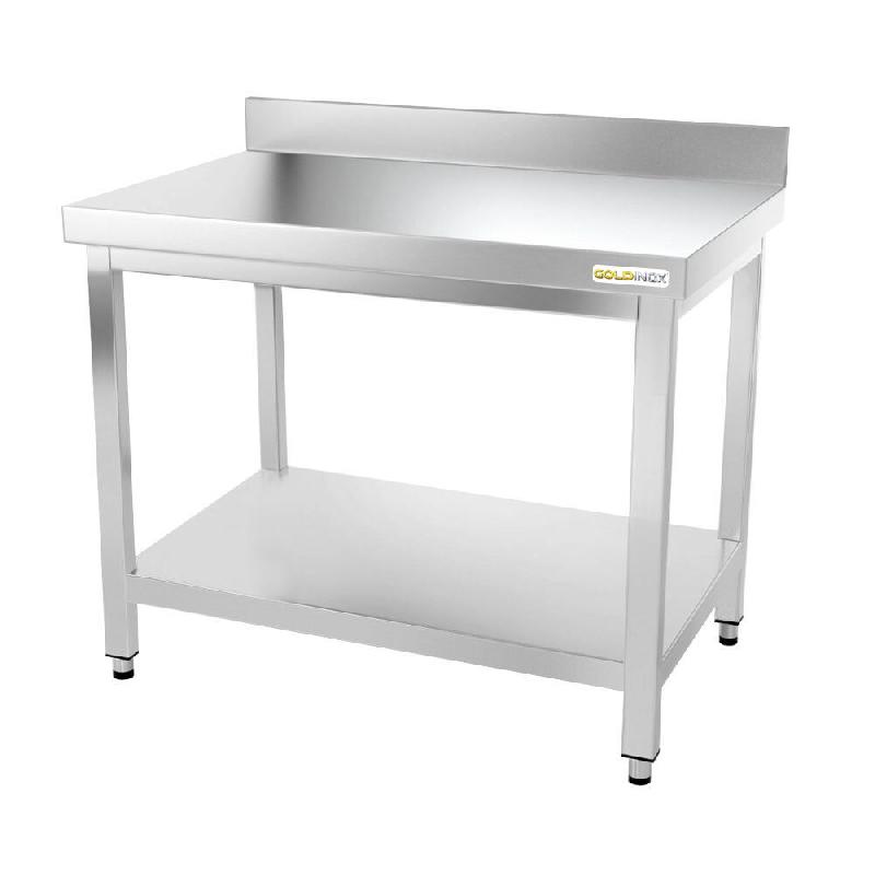 Table de travail en inox 1200 x 700 mm adossée PREMIUM / GOLDINOX - inox 3701770802920_0