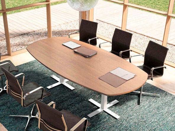 Table de réunion ovale Winstor - design tonneau - dimensions 240x120 cm_0