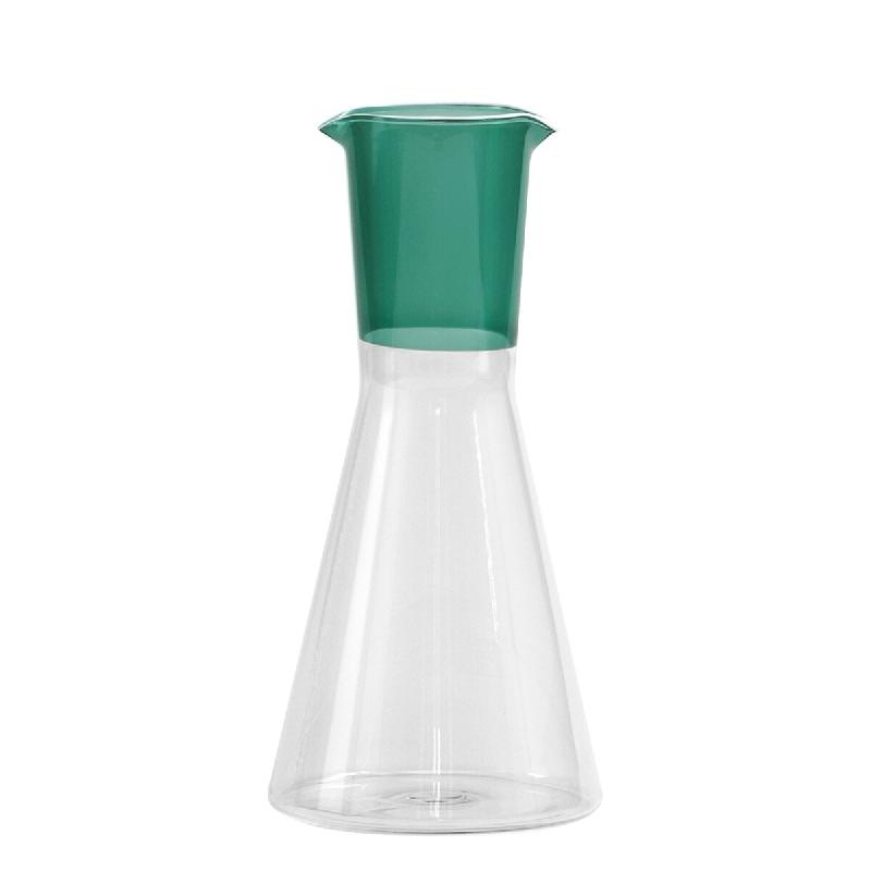 Zafferano Carafe Bicolore Collection Classy en Verre Borosilicaté Soufflé à la Main Couleur Vert Lac et Transparent Design Géométrique Sophistiqu_0