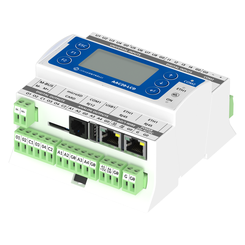 Automate programmable avec 22 entrées-sorties BACnet et Modbus - AAC20 - M-Bus, Oui_0