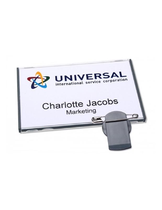 Avery - Boîte de 20 badges VISTA® - Pince combi rotative - Plastique ABS rigide et plexiglass_0