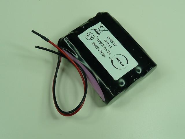 Batterie industrielle Li-Ion 3x 18650 26F 3S1P - 11.1V 2.6Ah - F150 - Marque NX_0