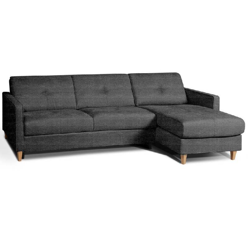 CANAPÉ D'ANGLE SCANDINAVE 140CM MATELAS 16 CM SYSTÈME EXPRESS SOMMIER LATTES RENATONISI TWEED GRAPHITE_0