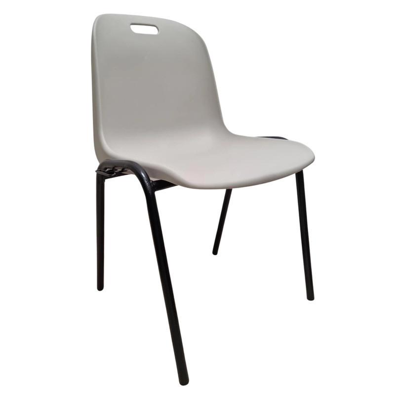 Chaise à coque empilable Emma M2 - design intemporel - piètement acier Ø22 mm - coloris gris soie_0