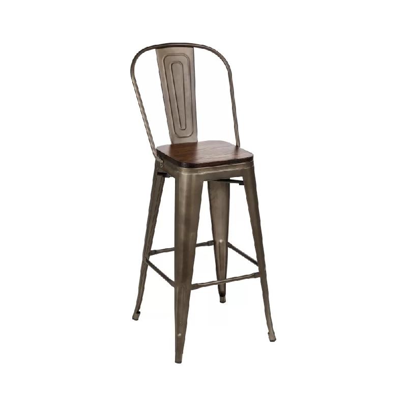 Chaise haute en métal MILL assise bois - Stamp_0