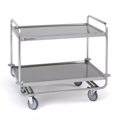 Chariot de transport renforcé - 2 étagères - 1000 x 600 mm - CSR-210-5860510 - Inox 18/10_0
