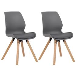 Décoshop26 - Lot de 2 chaises de salle à manger en plastique gris style scandinave pieds bois CDS101142 - gris 3002465132699_0