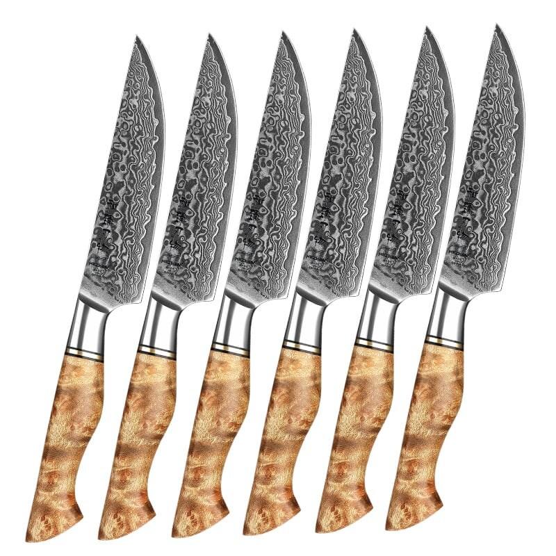 Hezhen - Damas Couteaux à steak 6 pièces - Série B30 Master - multicolore multi-matériau B30-S6_0