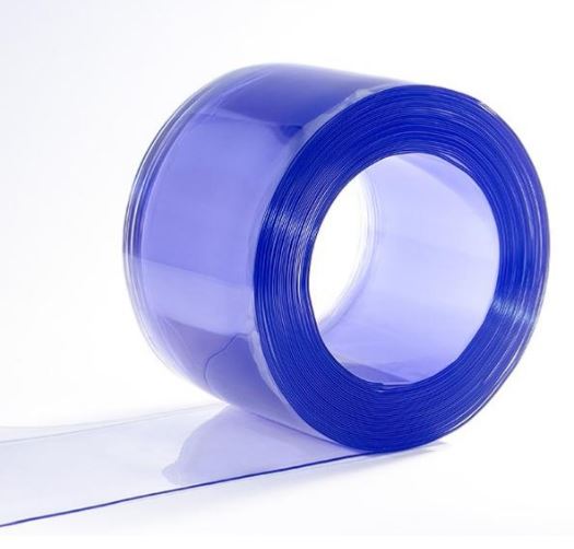 Lanière PVC souple translucide bleu azur - 400 mm x 4 mm - Transparente - Isolation thermique_0
