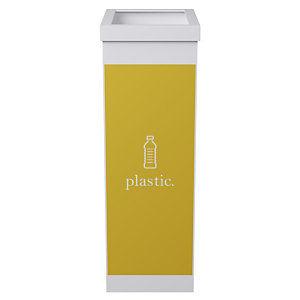 Paperflow Corbeille de tri sélectif pour le recyclage du plastique 60L - Jaune corps Blanc_0