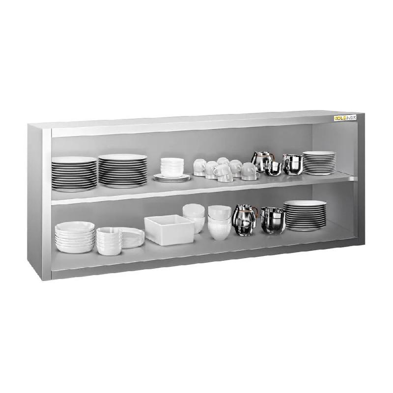Placard mural inox 1600 x 400 mm / Hauteur 650 mm ouvert PREMIUM - GOLDINOX - gris inox 3701770819973_0