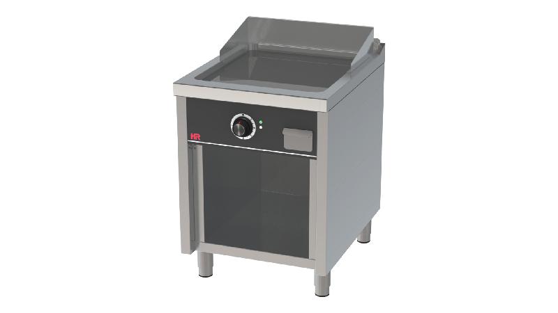 Plancha électrique fry-top professionnelle sur placard ouvert - 600x750x945mm - plaque acier rectifié - FTE7506E_0