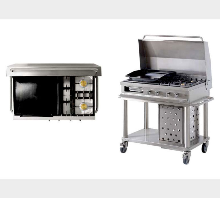 Plancha gaz sur chariot wtg 1040 plc open'cook de mobigrill : une cuisine d'extérieure modulable sur mesure et nomade_1