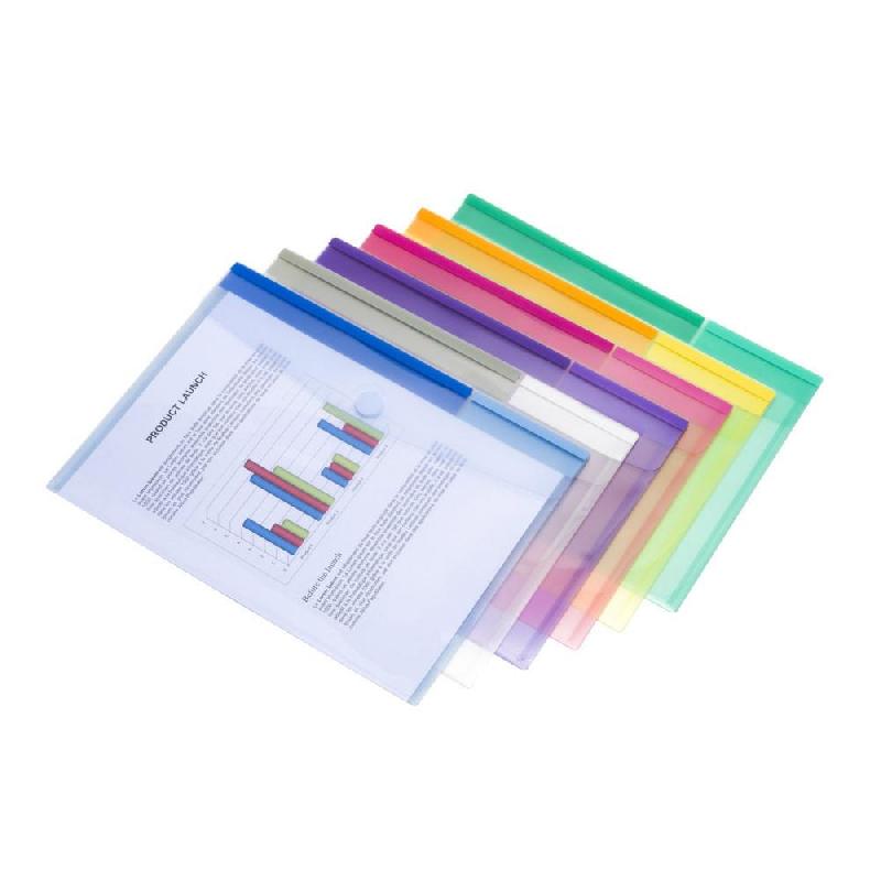 POCHETTES-ENVELOPPES TARIFOLD COLOR COLLECTION A4 POLYPROPYLENE ASSORTIES  - LOT DE 12
