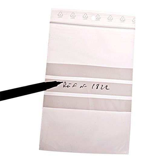 Sachet à fermeture zip avec bande de marquage - Trou de suspension 6 mm - Référence 740300_0