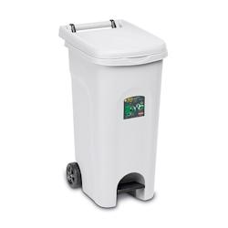 Stefanplast Poubelle à roulettes 120 L avec pédale Vert fougère - blanc 8003507256040_0