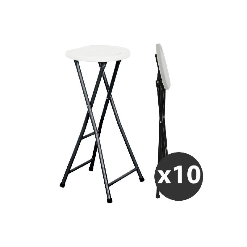 Tabouret de bar pliant - lot de 10 - structure acier époxy - assise PEHD - usage intérieur/extérieur_0