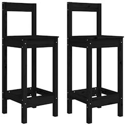 VidaXL Chaises De Bar Lot De 2 Noir 40x41,5x112 Cm Bois De Pin Solide - noir 822146_0