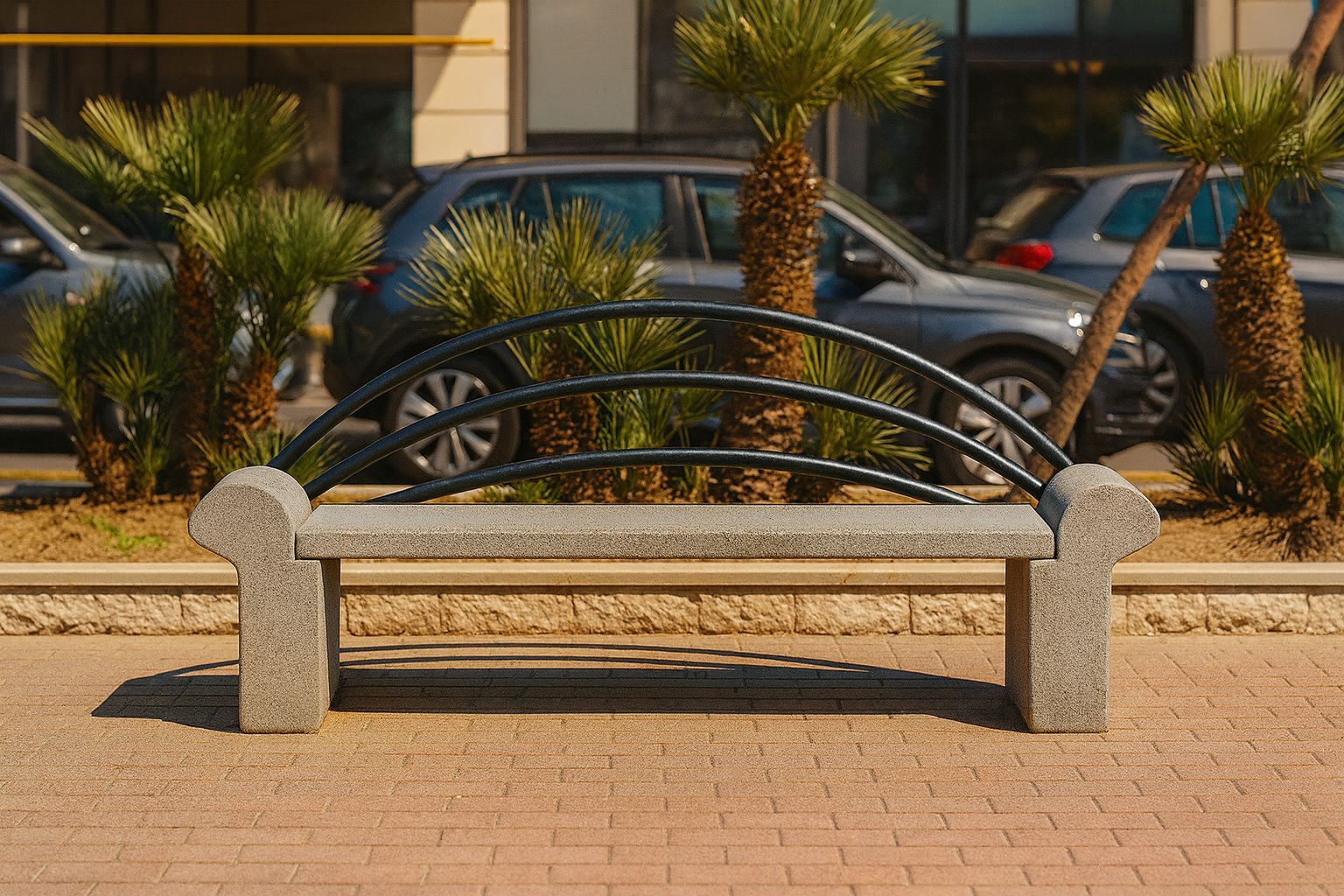 Banc Droit en  béton  Milano - résistant aux intempéries et personnalisable avec ou sans dossier_1