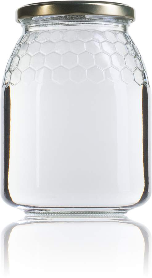 Bocal en verre cylindre - 746 ml - Twist Off TO 77 - Design alvéolé pour miel - 1 kg_0