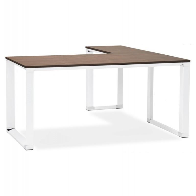 BUREAU D'ANGLE DESIGN OPI 160CM NOYER & BLANC - PARIS PRIX_0