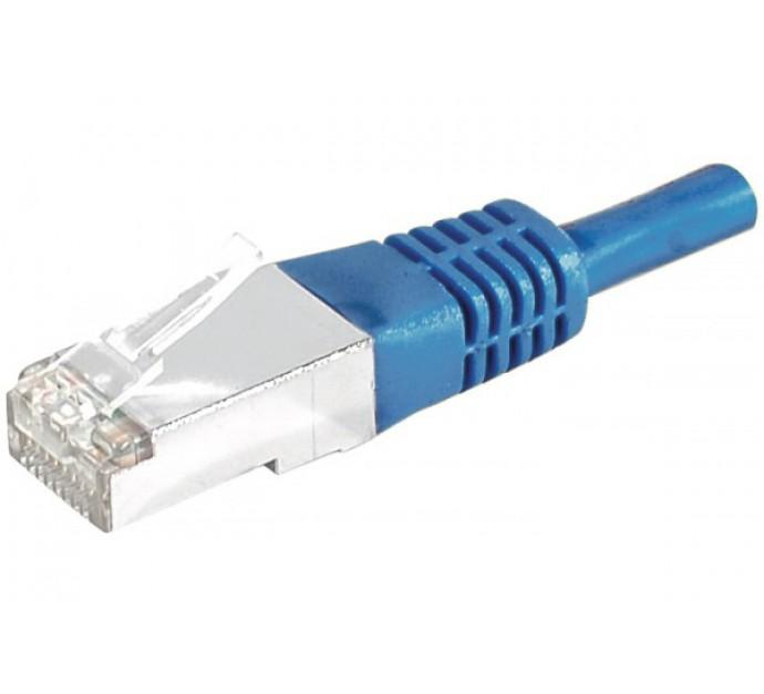 Dexlan cordon RJ45 Cat. 6A S/FTP blindé en cuivre - 1 m - Bleu - Débits jusqu'à 10 Gbps_0