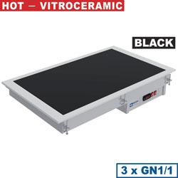 Élément vitrocéramique noire 3 x gn 1/1 éléments chauffants vitroceramique 1115x610xh210 - IN/VCX12-P_0