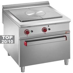 Fourneau taque coup de feu sur four gaz G9/TF8 - Plaque 12 kW et four GN 2/1 en inox AISI 304_0