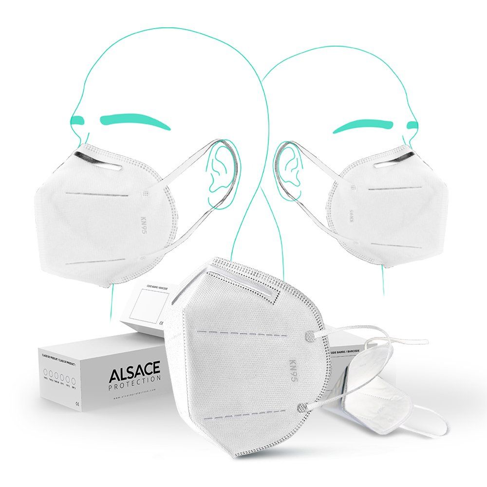 Kn95 - Masque FFP2 - Alsace Protection - Boîte de 100 masques avec 5 couches en polypropylène_0