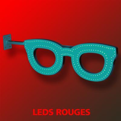 Enseigne drapeau lunettes d'opticien modèle Design - double face - 1080x390 mm - LEDs rouges - animations incluses_0