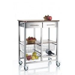 Onda ,aluminium double - desserte de cuisine - don hierro - dimensions : 71 x 43 x 91.5 cm_0