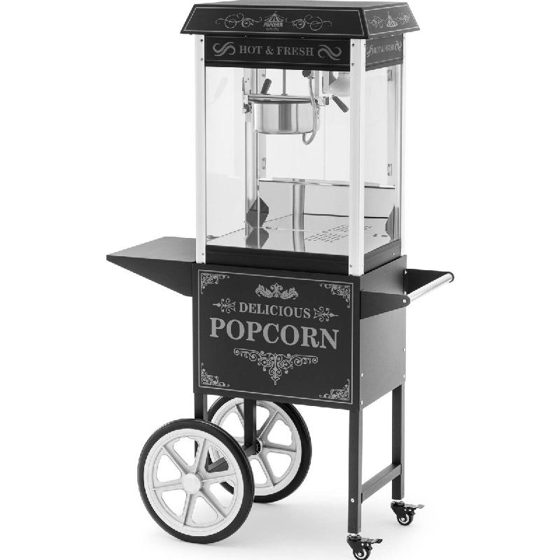 Popcorn Machine with Cart - retro design - 195 / 235 °C - black - Royal Catering - noir 4062859099709_0