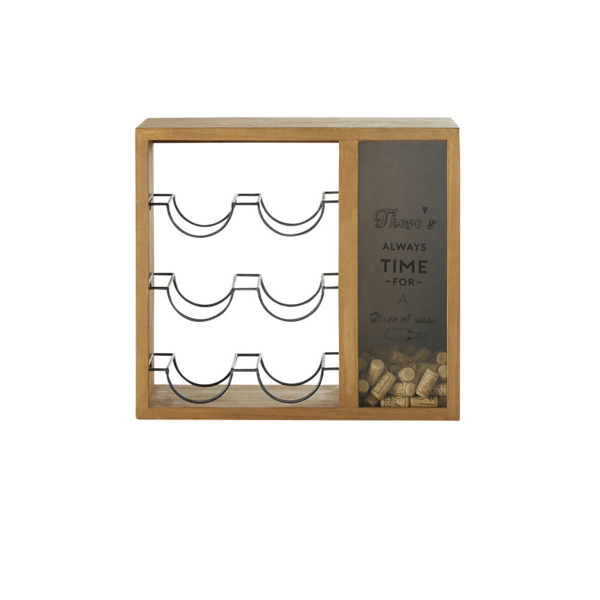 Porte-bouteilles en métal noir et verre - Bruges - Style industriel avec bois chaleureux_0