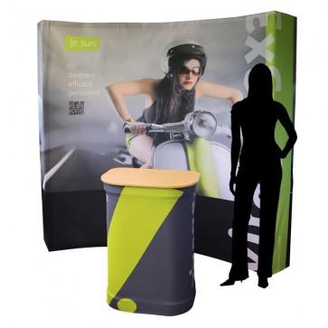 Stand parapluie premium Tex Plus - Impression HD textile M1 - Formats droits et courbes - Packs standard ou premium_0