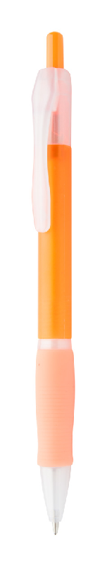 Stylo à bille en plastique - grip en caoutchouc - encre bleue - couleur orange - 8g_0