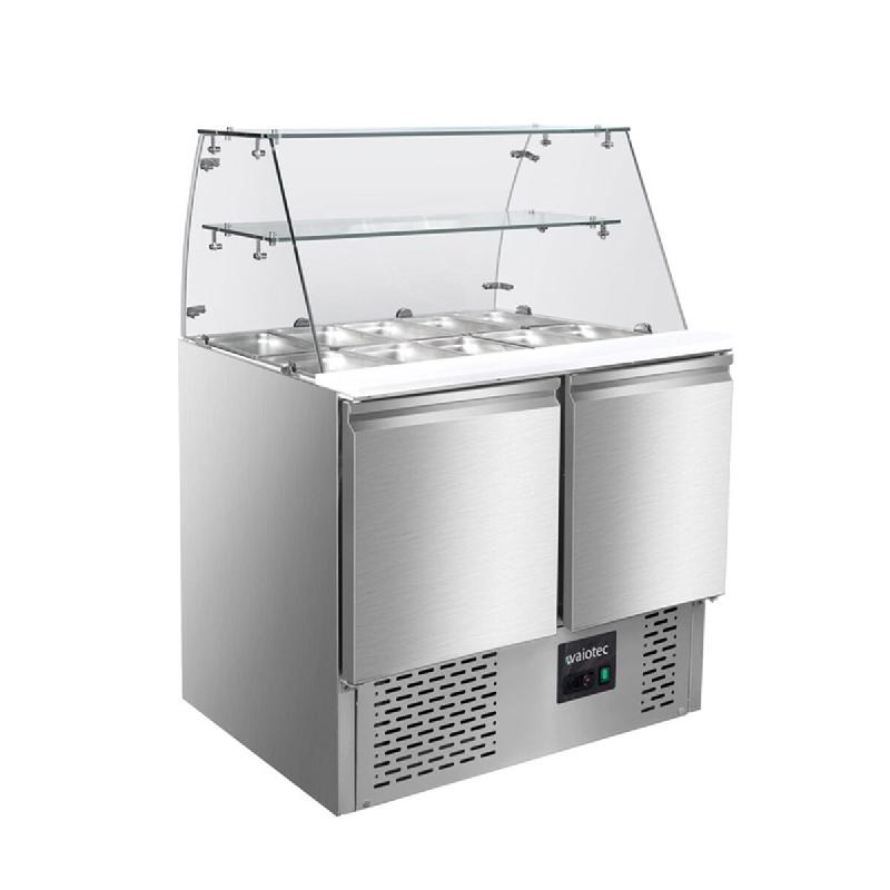 Vaiotec EASYLINE Saladette 700 / double avec support en verre carré - inox 10018_0