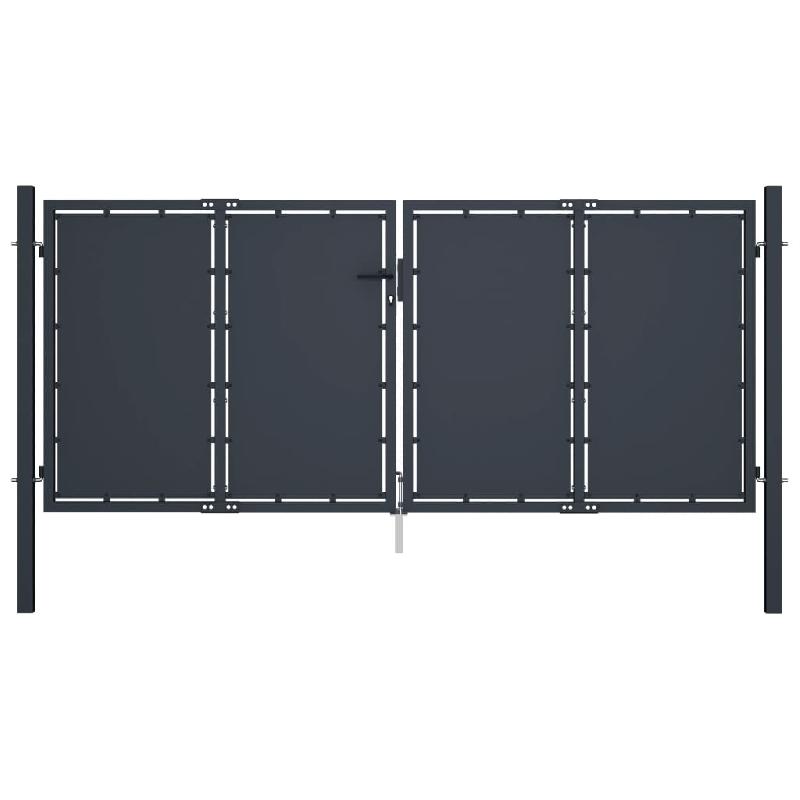 Vidaxl portail de jardin acier 300 x 125 cm anthracite 144525_0