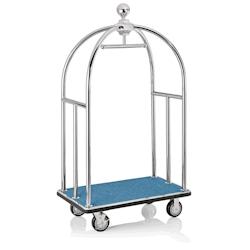 WAS Germany - Chariot à bagages, 112 x 61 x 186 cm, couleur argent, tapis bleu, acier inoxydable (4442001) - bleu inox 4442 001_0