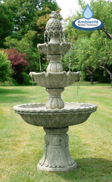 Fontaine majestueuse à 3 étages - pierre reconstituée grise - Ambienté - H 1.5 m - modèle WF8541GREY_0