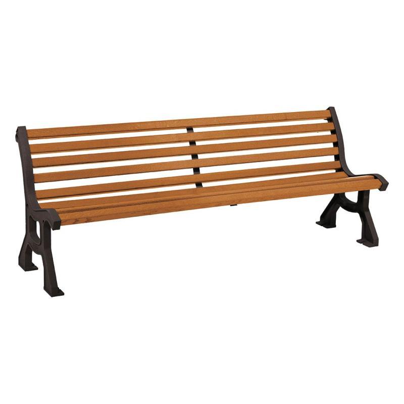 Banc bois et acier - Lublin - Réf : 209484.9005.Chec - 10 lames, 2m, robuste fonderie en fonte d'acier_0