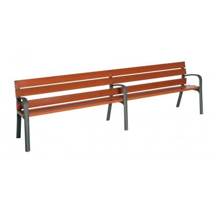 Banc public Modo - bois exotique et piétement en fonte ductile - résistant aux intempéries_0