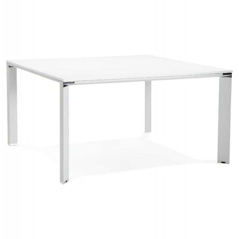 Bureau design HIDE 140 cm blanc - Paris Prix - plateau en bois mélaminé et métal_0