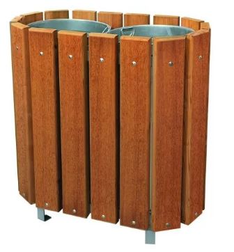Corbeille Vigo Bi Flux en bois exotique traité - 2 x 48L ou 2 x 63L - avec ou sans couvercle_0