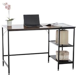 Décoshop26 - Bureau table d'ordinateur avec cadre en tubes d'acier et colonne de rangement métal noir MDFmarron 10_0005524 - marron 3000252688374_0
