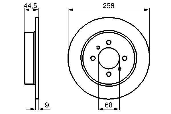 Disque de frein Bosch 0986478836 - boîte de 2 - arrière - type plein - 4 trous - épaisseur 9 mm_0