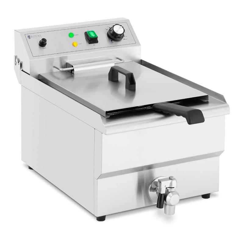 Friteuse électrique professionnelle 13 litres - 3000 W - zone froide - robinet de vidange - acier inoxydable - Royal Catering 14_0003986_0