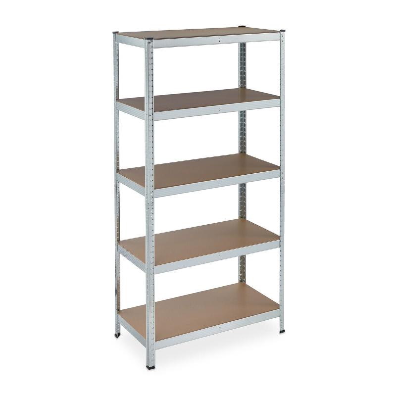 Helloshop26 - Étagère à charge lourde 5 niveaux rangement garage 180 x 90 x 45 cm montage facile en MDF argenté 13_0010009 - argenté Bois manufac_0