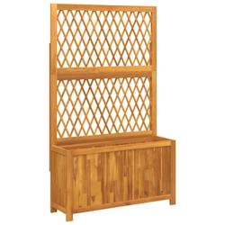 Helloshop26 - Jardinière bac lit surélevé plantes fleurs terrasse jardin avec treillis 100 x 32 x 165 cm bois massif d'acacia marron 02_0038220 - 3_0